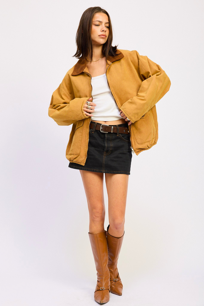 Emory Park Contrast Collar Jacket Coco Brown