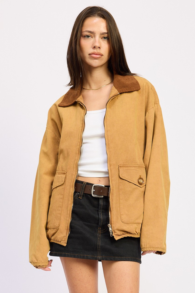 Emory Park Contrast Collar Jacket Coco Brown