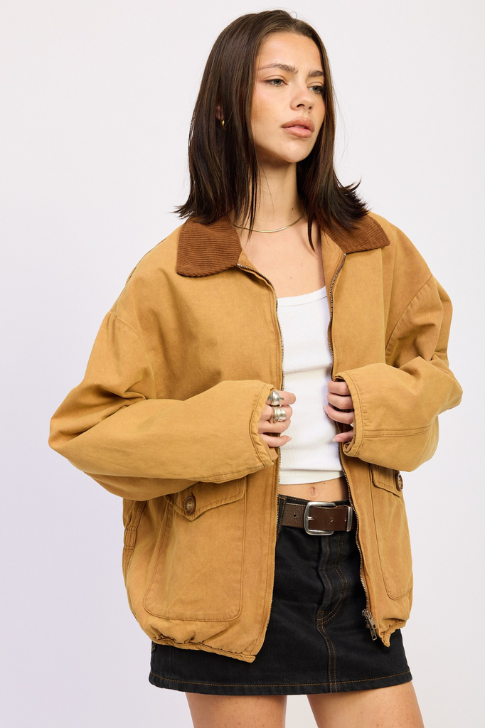 Emory Park Contrast Collar Jacket Coco Brown