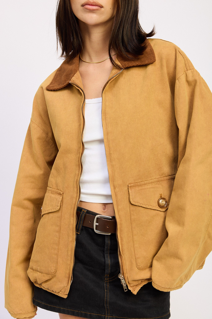 Emory Park Contrast Collar Jacket Coco Brown