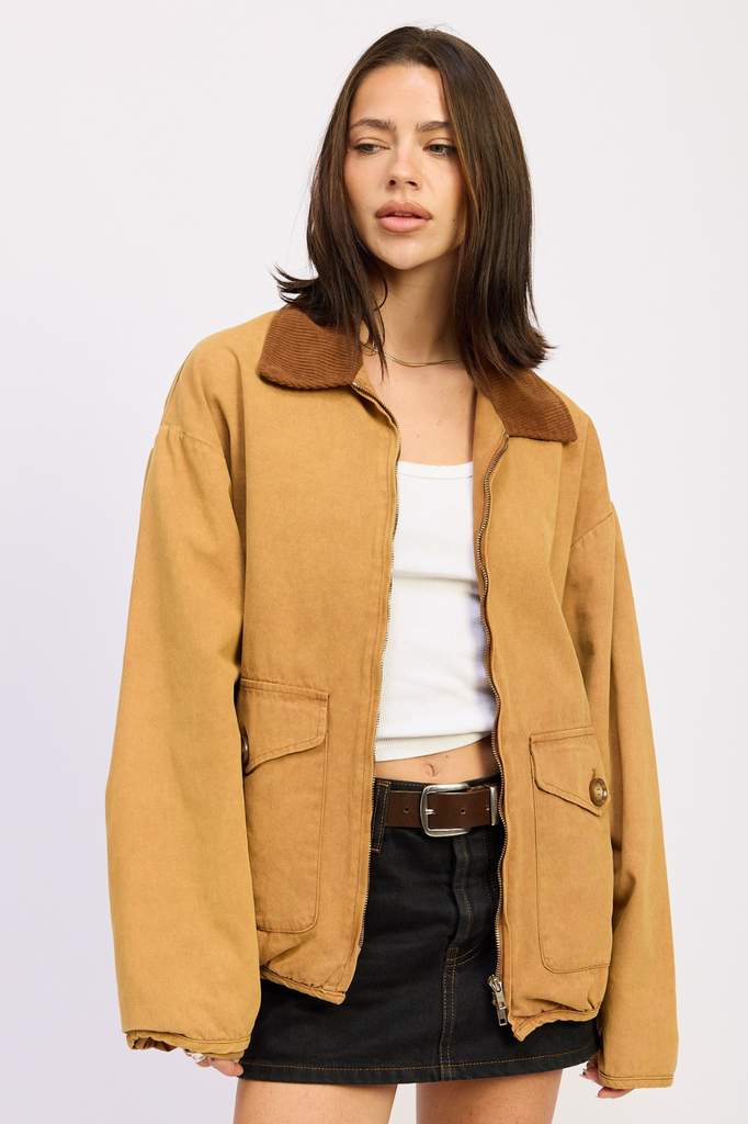 Emory Park Contrast Collar Jacket Coco Brown