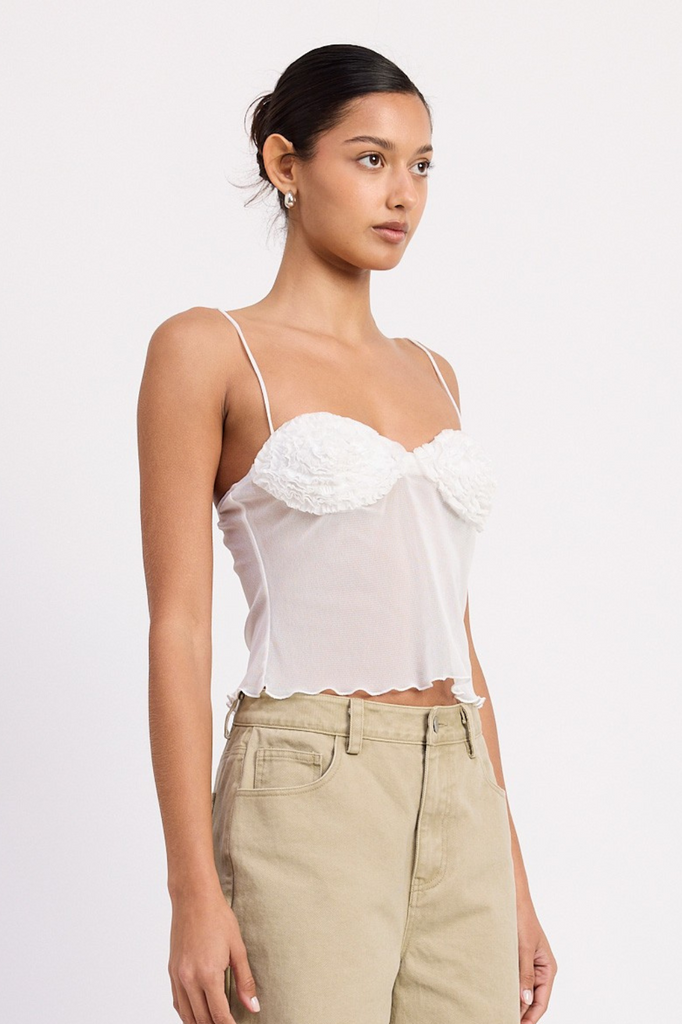 White satin sheer camisole 