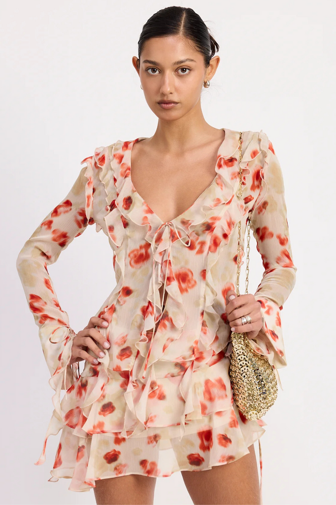 Emory Park Maya Peplum Top Tomato Floral