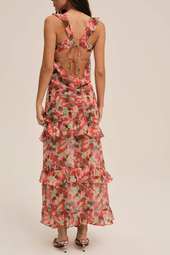 For Love & Lemons Ambrosia Maxi Dress Red 