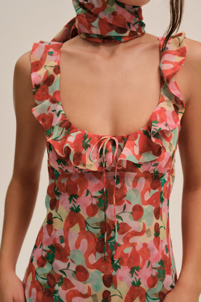 For Love & Lemons Ambrosia Maxi Dress Red 