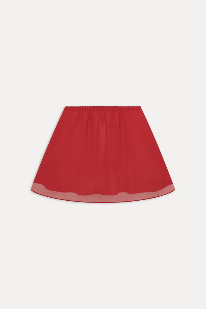 Red chiffon mini skirt