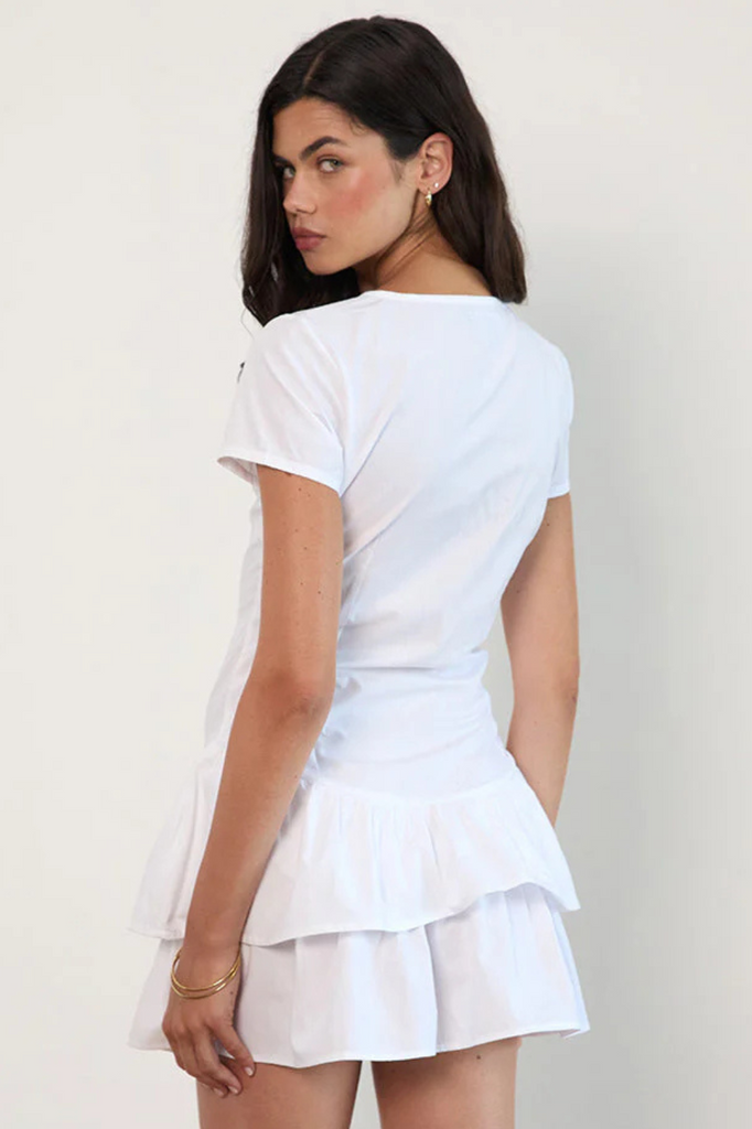 Movan Dropped Waist Mini Dress in White