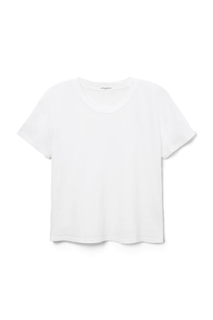 white crispy lightweight cotton boxy crew tee