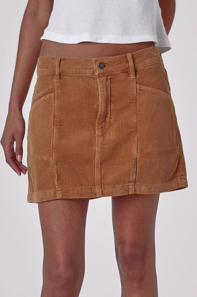 Light brown corduroy mini skirt with pockets