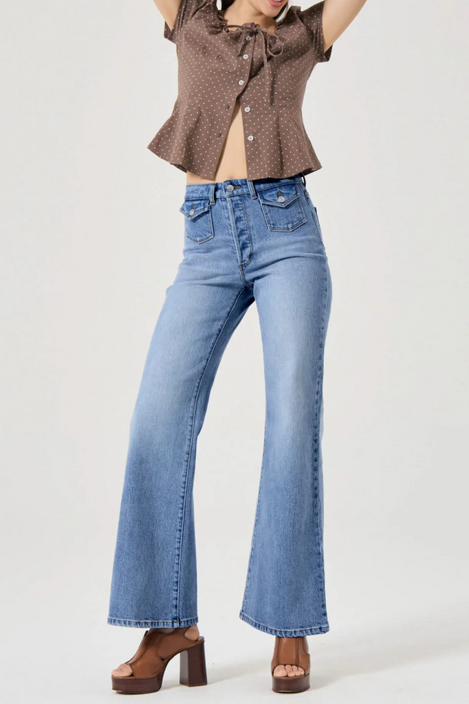 Rollas flared high waisted denim jeans