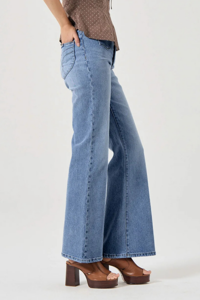 Rollas flared high waisted denim jeans
