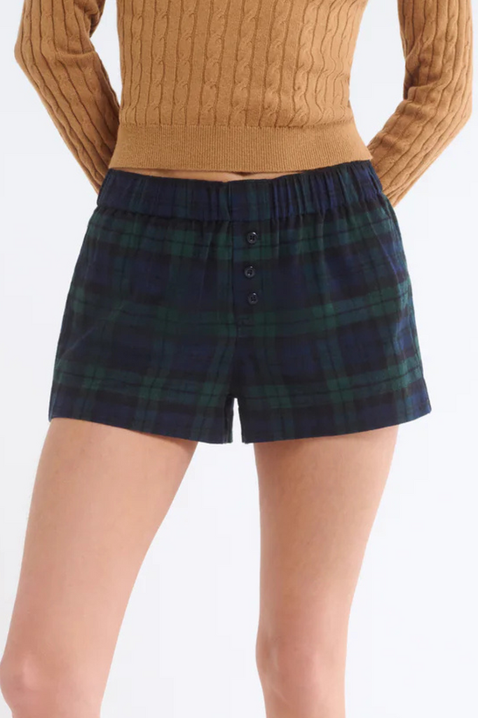 Women's scottish yarn dyed felted plaid boxer shorts