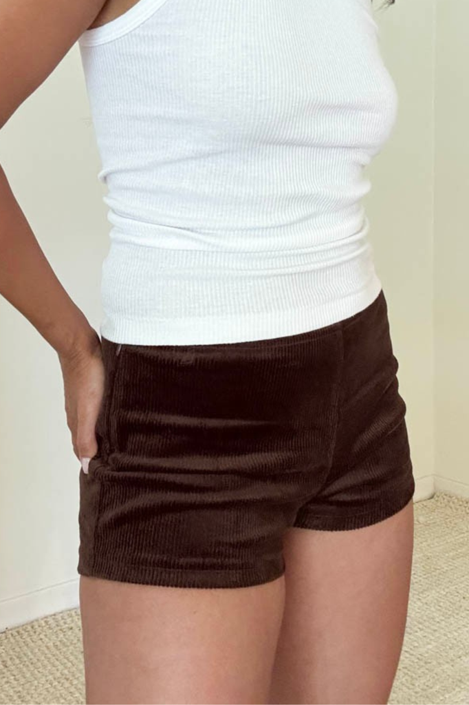 Brown corduroy hot pants