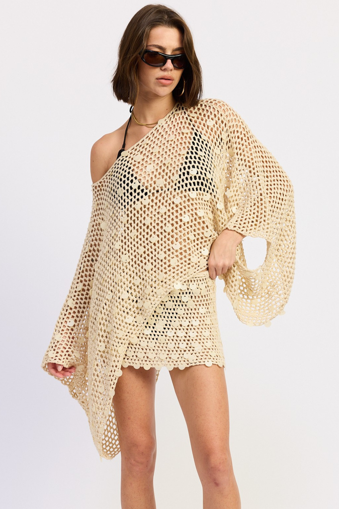 Oversized sequin crochet poncho
