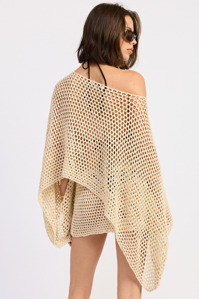 Oversized sequin crochet poncho