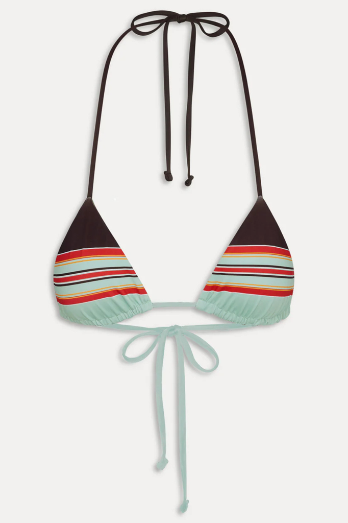 Triangle-style bikini top in southwest-inspired stripes