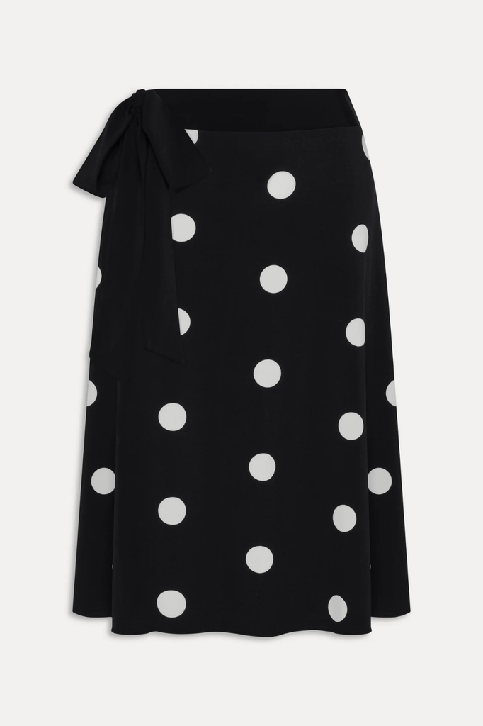 Black and white polka dot midi skirt