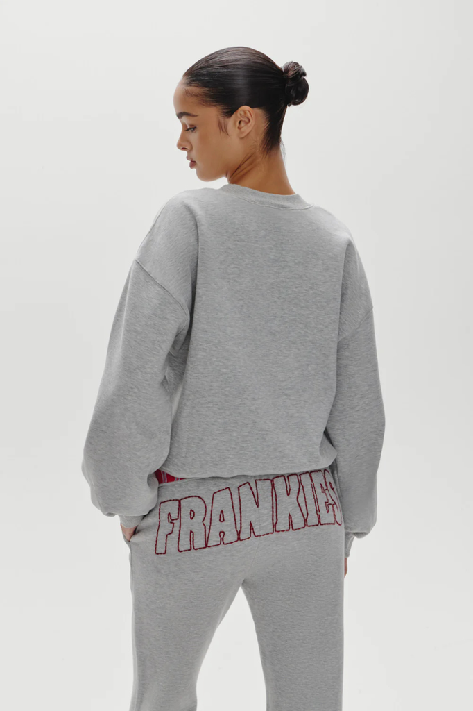 Heather gray crewneck embroidered sweatshirt