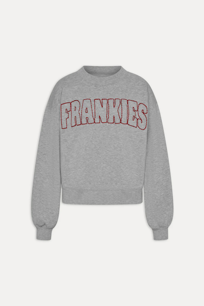 Heather gray crewneck embroidered sweatshirt