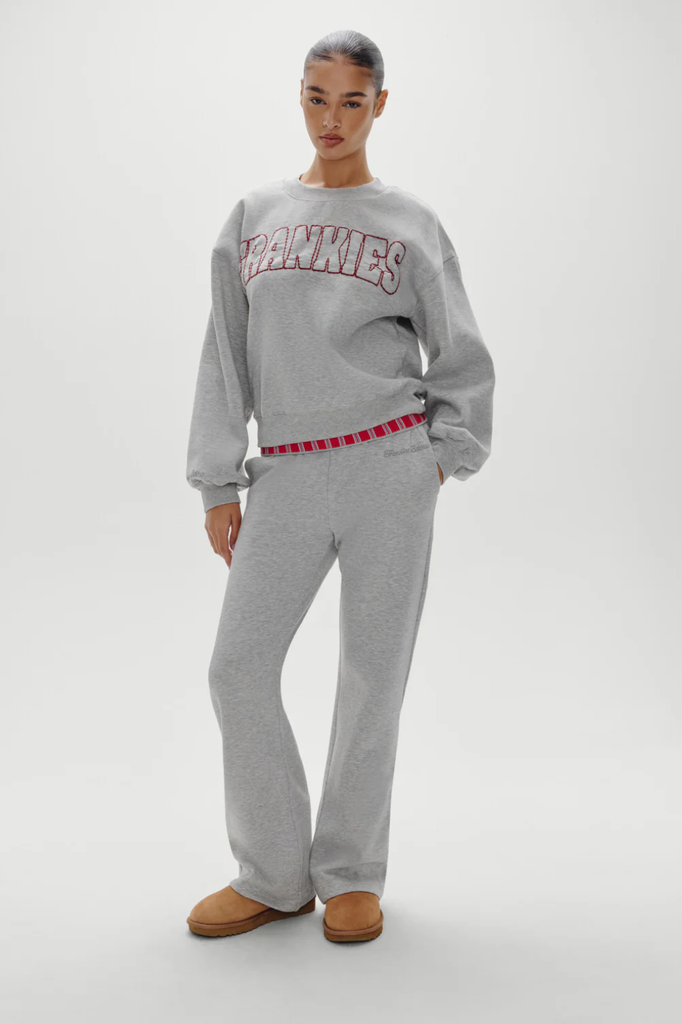 Heather gray crewneck embroidered sweatshirt