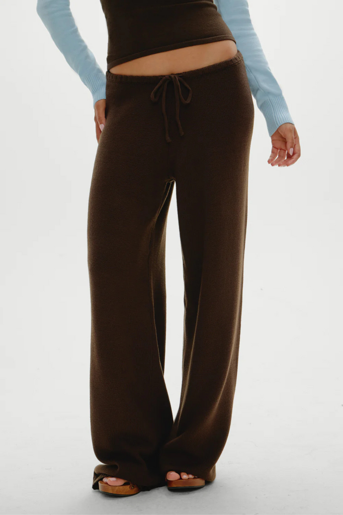 Dark brown cotton knit lounge pants womens