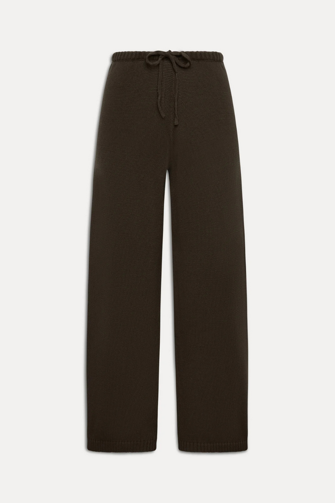 Dark brown cotton knit lounge pants womens