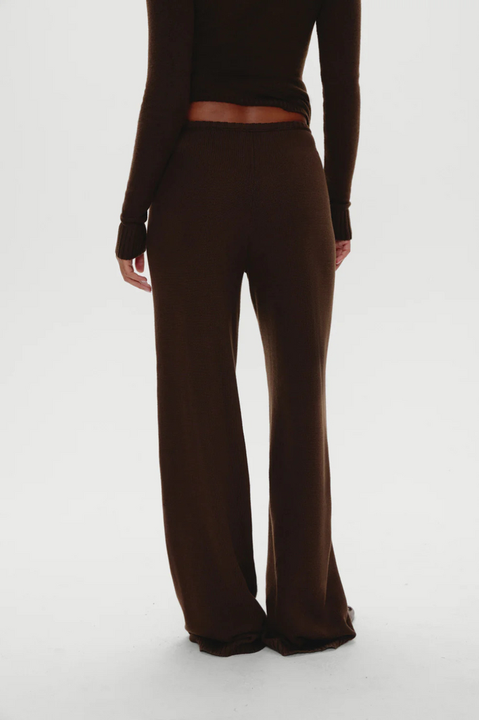 Dark brown cotton knit lounge pants womens