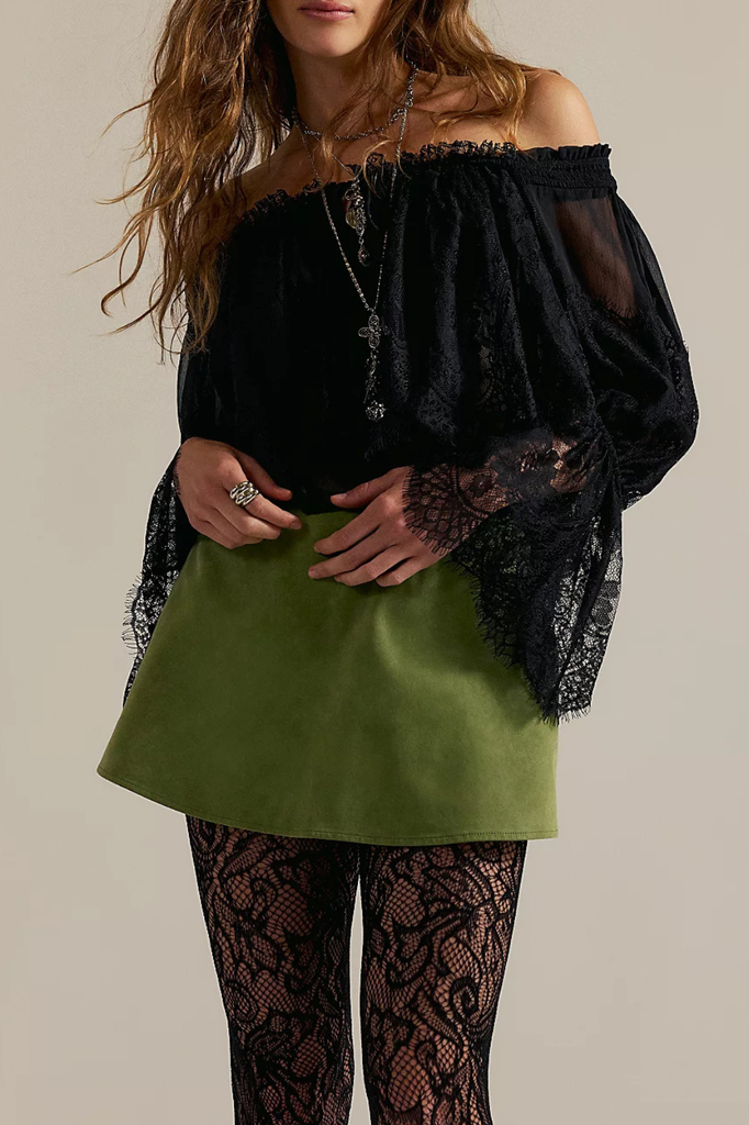 we the free paradise found skort going green vegan suede
