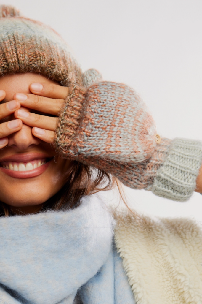 hat and glove set blue combo