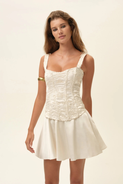 green emerald velvet dress For Love & Lemons Serena Mini Dress White at Amazon Women's Clothing store main image 1