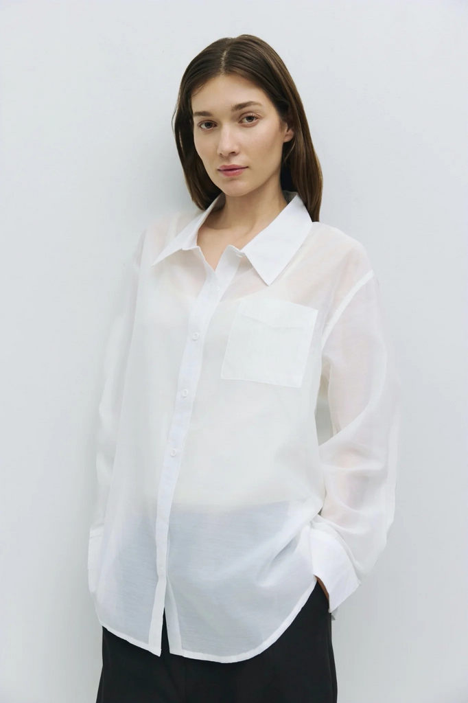 sheer white oxford shirt womens
