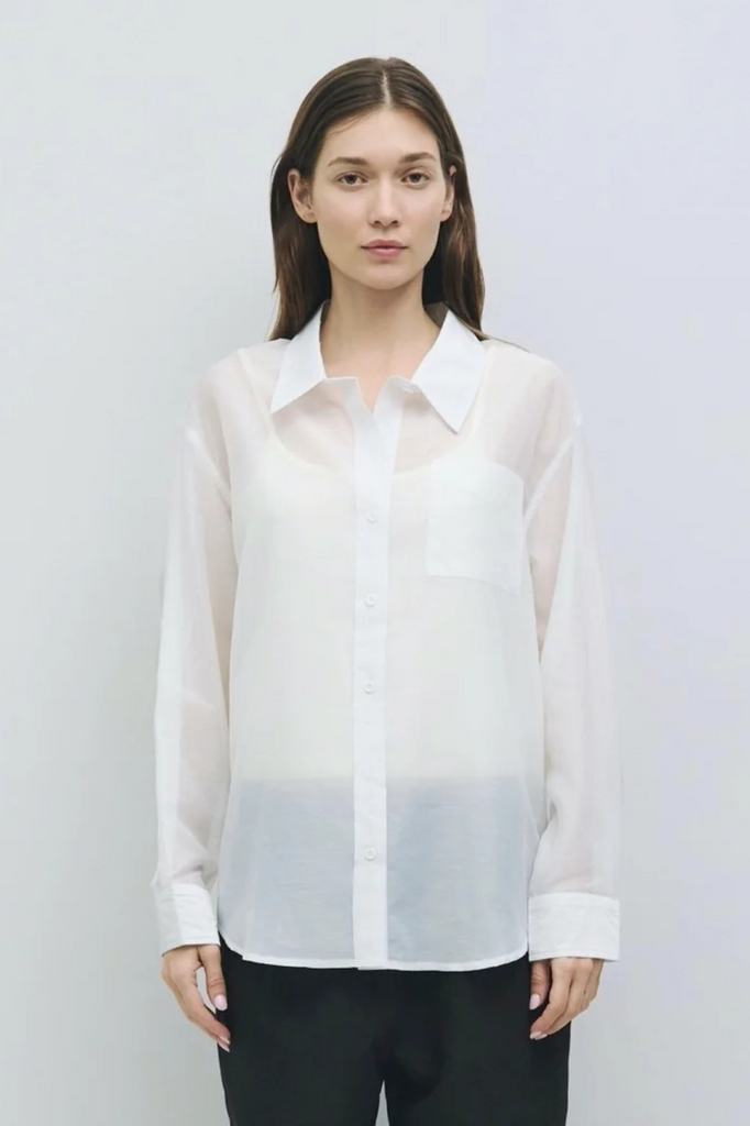 sheer white oxford shirt womens