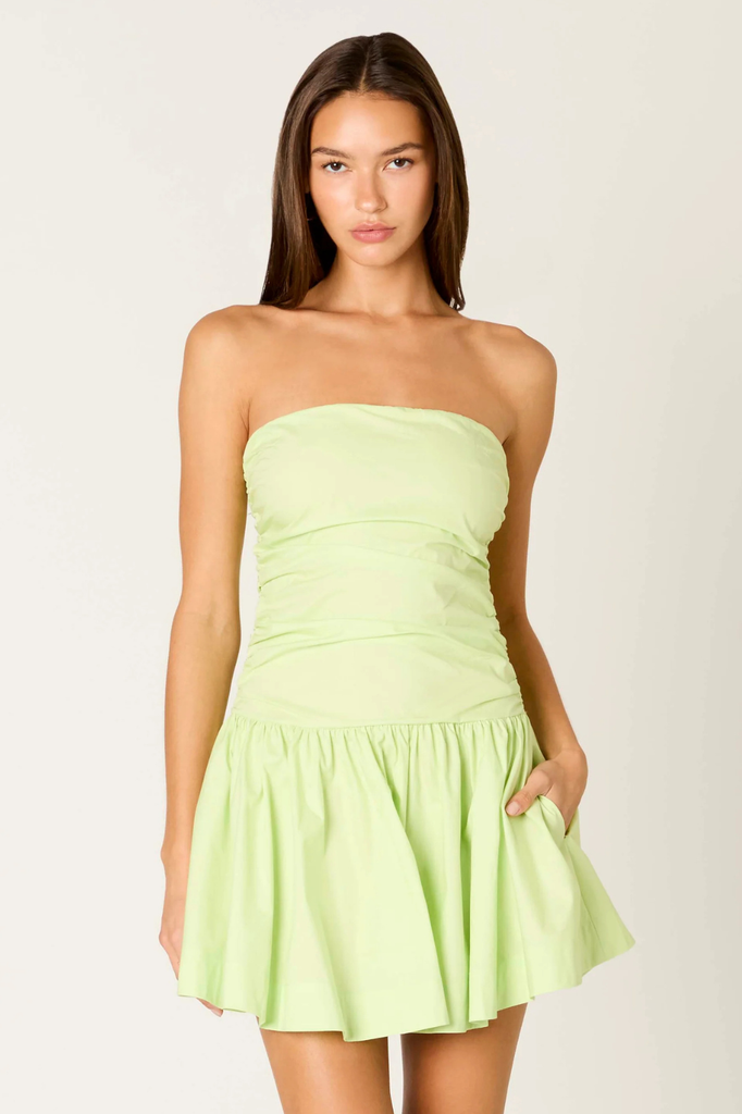 green strapless cotton dress MARTHA STRAPLESS MAXI DRESS - GREEN