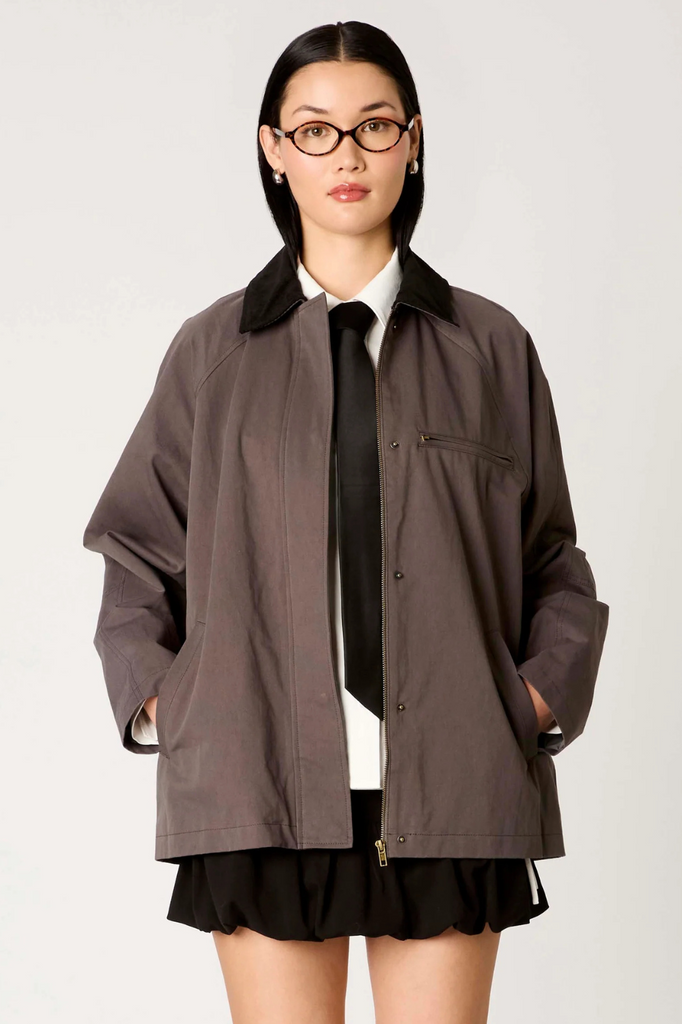 charcoal grey utility zipper jacket