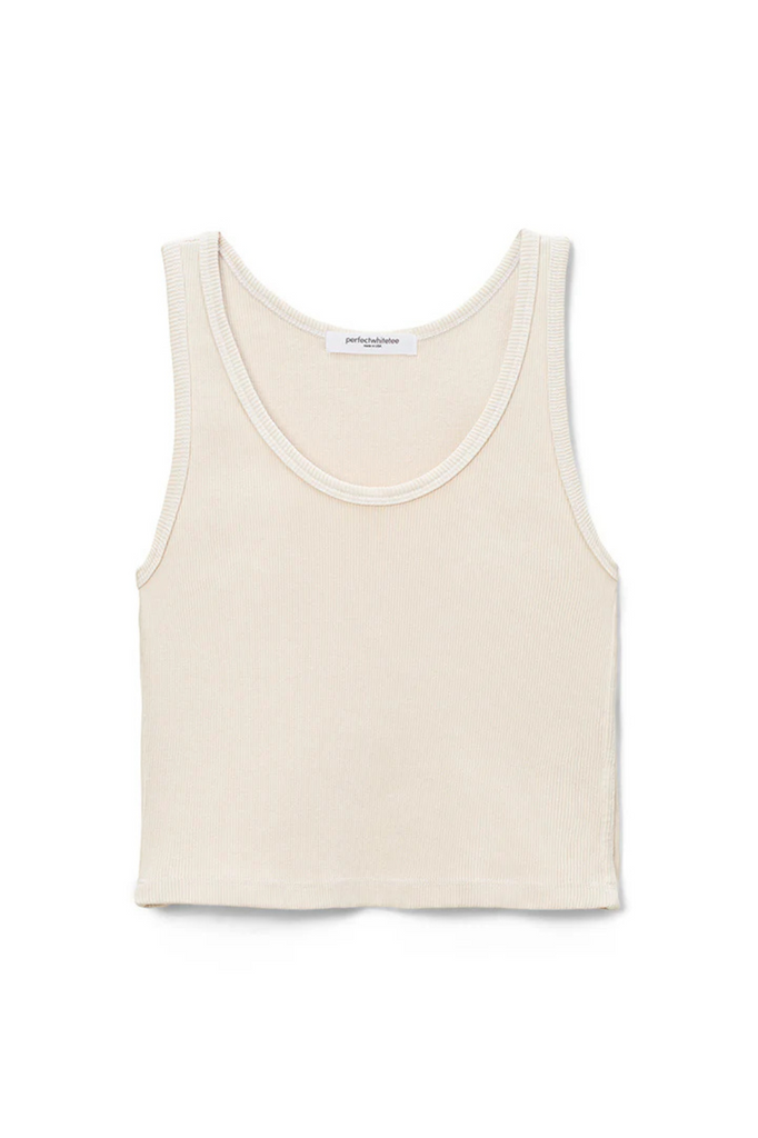thick ribbed women's tank top cropped off-white cream 