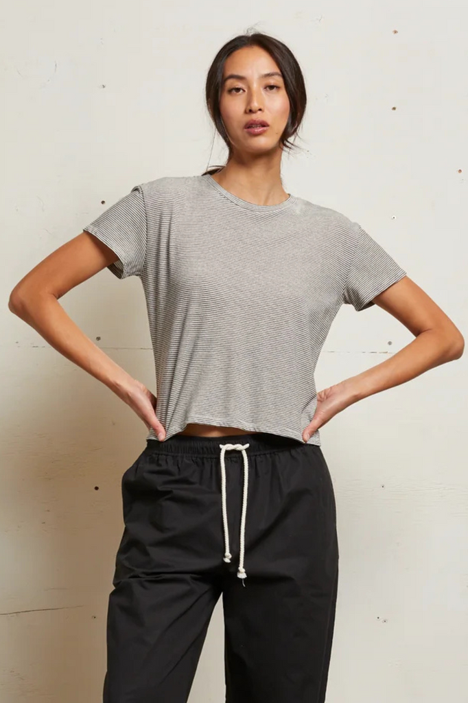 black and white striped womens tshirt short sleeve