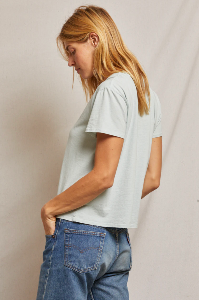 pale green crispy lightweight cotton boxy crew tee