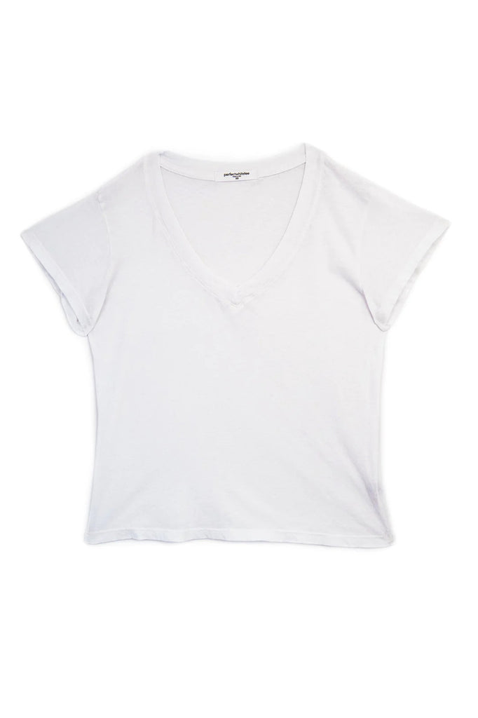 relaxed fit short sleeve v-neck t-shirt white
