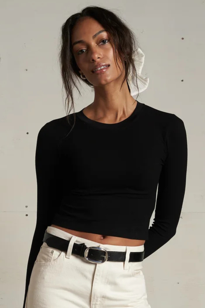Luxe rib crew neck long sleeve top