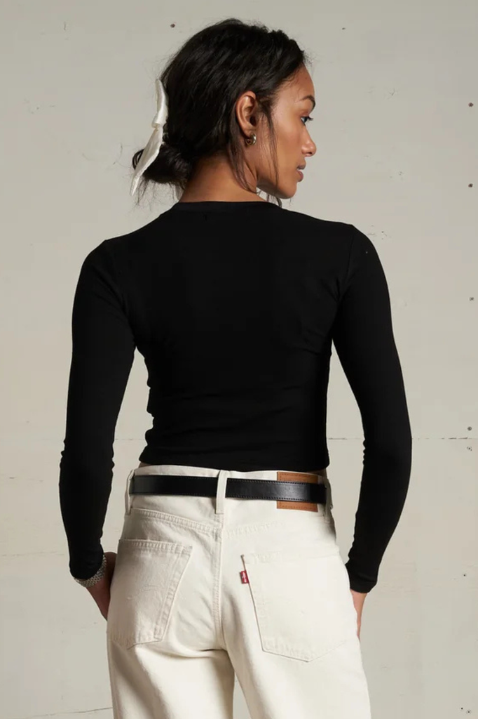 Luxe rib crew neck long sleeve top