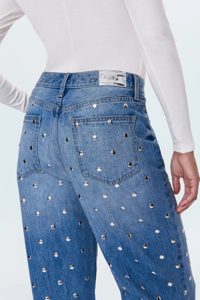 High rise baggy jeans studded from waist to toe