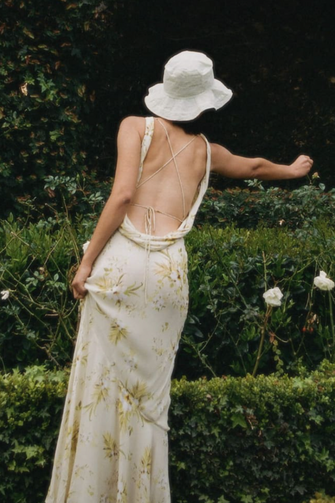 Sage green floral maxi dress made in a lightweight crepe fabric