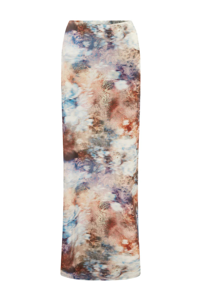 Low-rise maxi skirt in a dreamy watercolor print