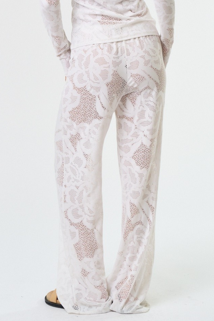 white floral lace cover up swim pants